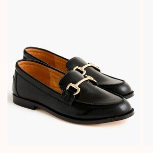 J. Crew Factory Women's Classic Gold  Bit Loafer Black Faux Leather Size 9 NEW